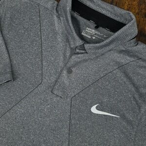 Nike Golf Polo Shirt Short Sleeve Gray‎ Heather Modern Fit Snap Men's L